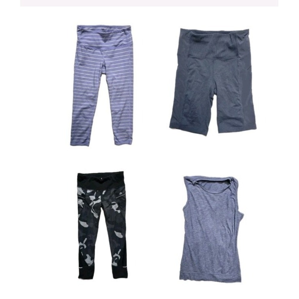 Athleta Women's Leggings  Camo Cropped Shirt Biker Shorts XS Logo Lot Of 4